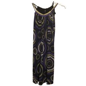 6) Axcess Womens‎ Dress Black Purple Large Geometric Strappy Shift Spring